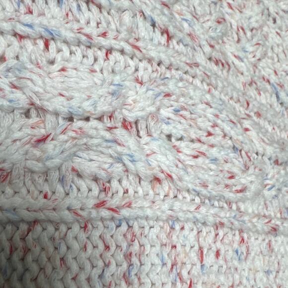 Talbots Cable Knit sweater cream with flecks in shades of pink size medium - Picture 2 of 11